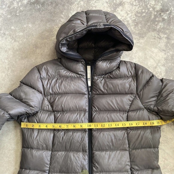 Soia Kyo Coat Womens XL Gray Down Fill Mid Length Lightweight Zip pockets - Picture 3 of 9